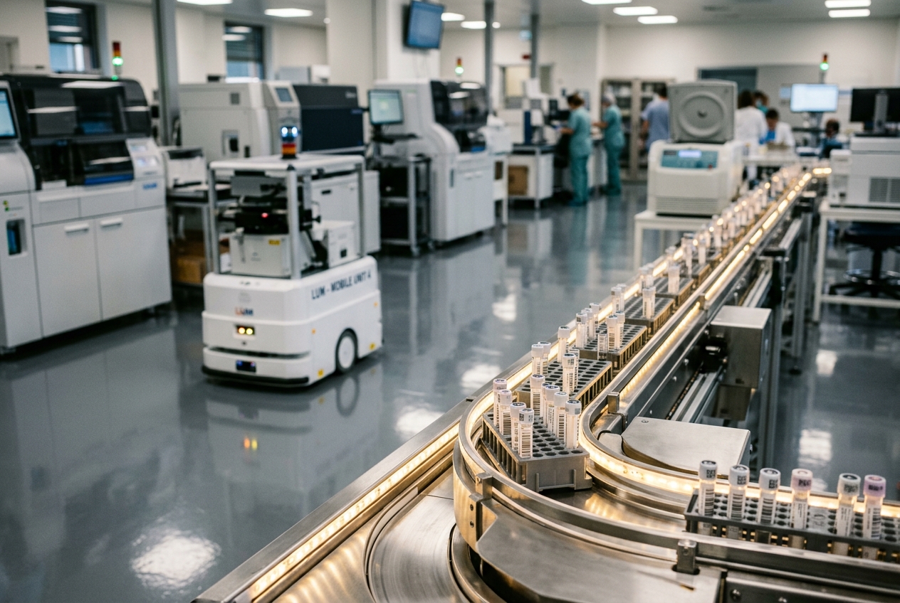Laboratorio Unico Metropolitano Di Bologna: L'Ingegneria Dell'Automazione Diagnostica Tra Robotica Mobile, Total Laboratory Automation E Tracciamento Dei Campioni Ad Alto Flusso