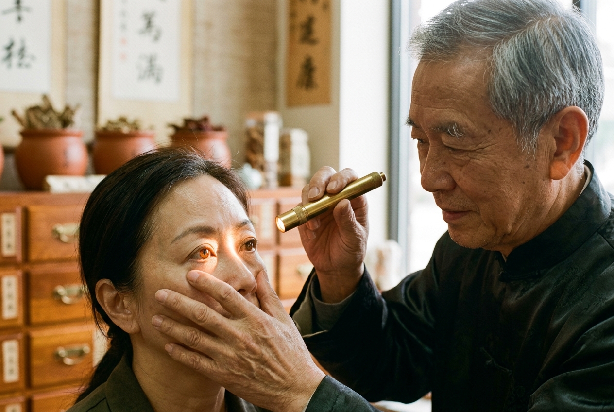 Eye Diagnosis (Yan Zhen) Meridian Diagnostics: Governing Five Wheels and Eight Boundaries, Scleral Microvascular Differentiation, and Ocular Visceral Reflection in Traditional Chinese Medicine