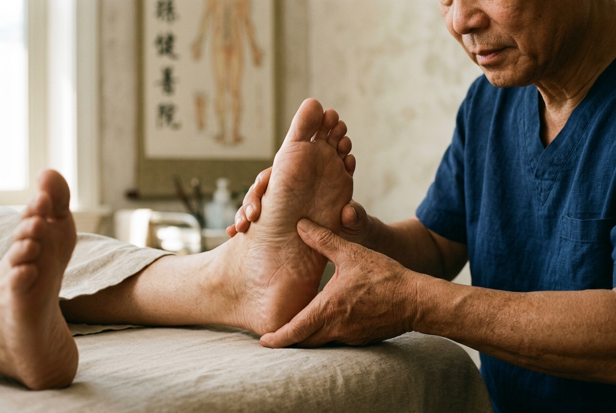 Foot Diagnosis (Zu Zhen) Meridian Diagnostics: Governing Plantar Reflex Topography, Podiatric Microvascular Differentiation, and Visceral Grounding in Traditional Chinese Medicine
