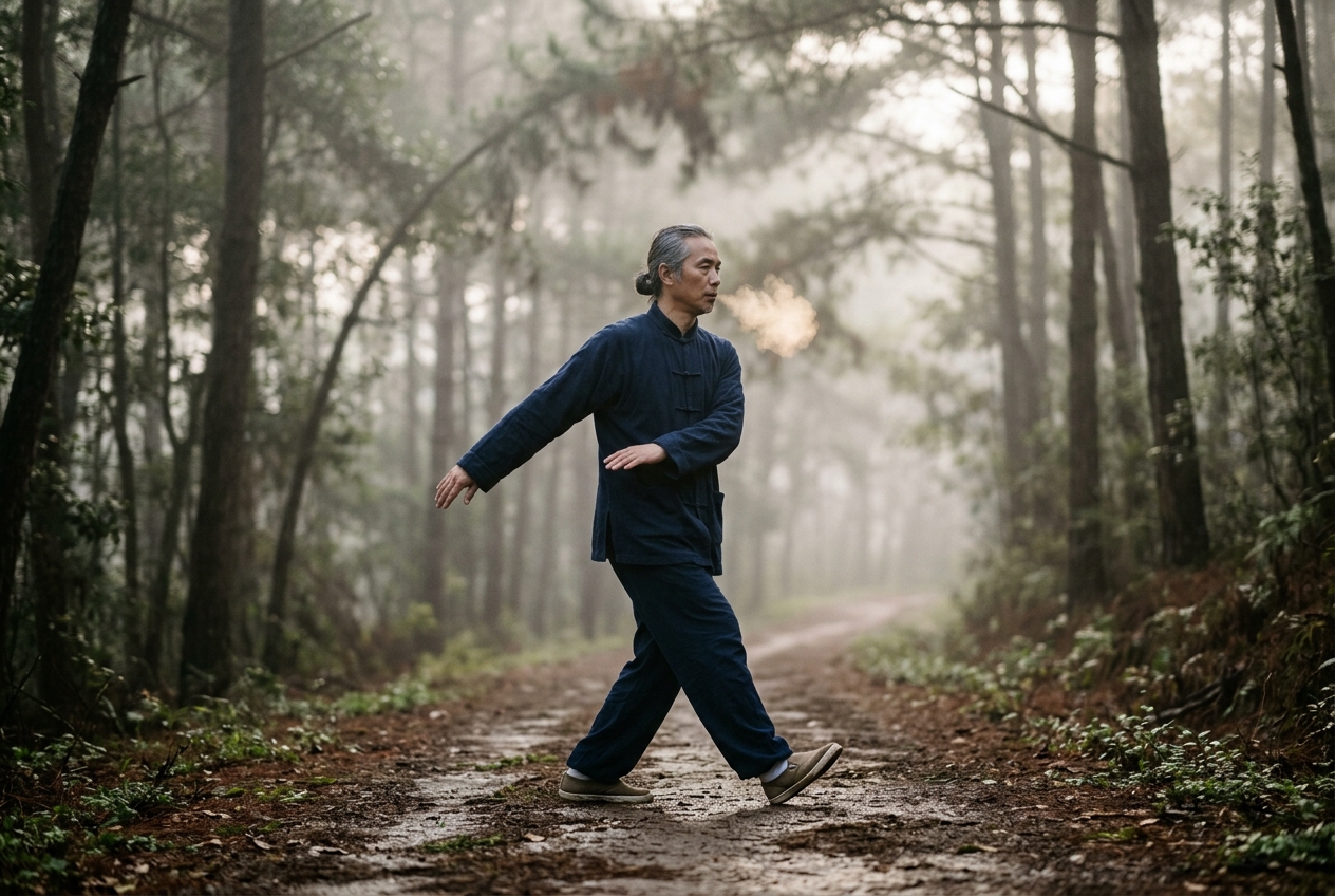 Guolin Walking Qigong: Xi-Xi-Hu Wind Respiration, Heel-Strike Biomechanics, and Microvascular Oxygenation in Medical Daoyin