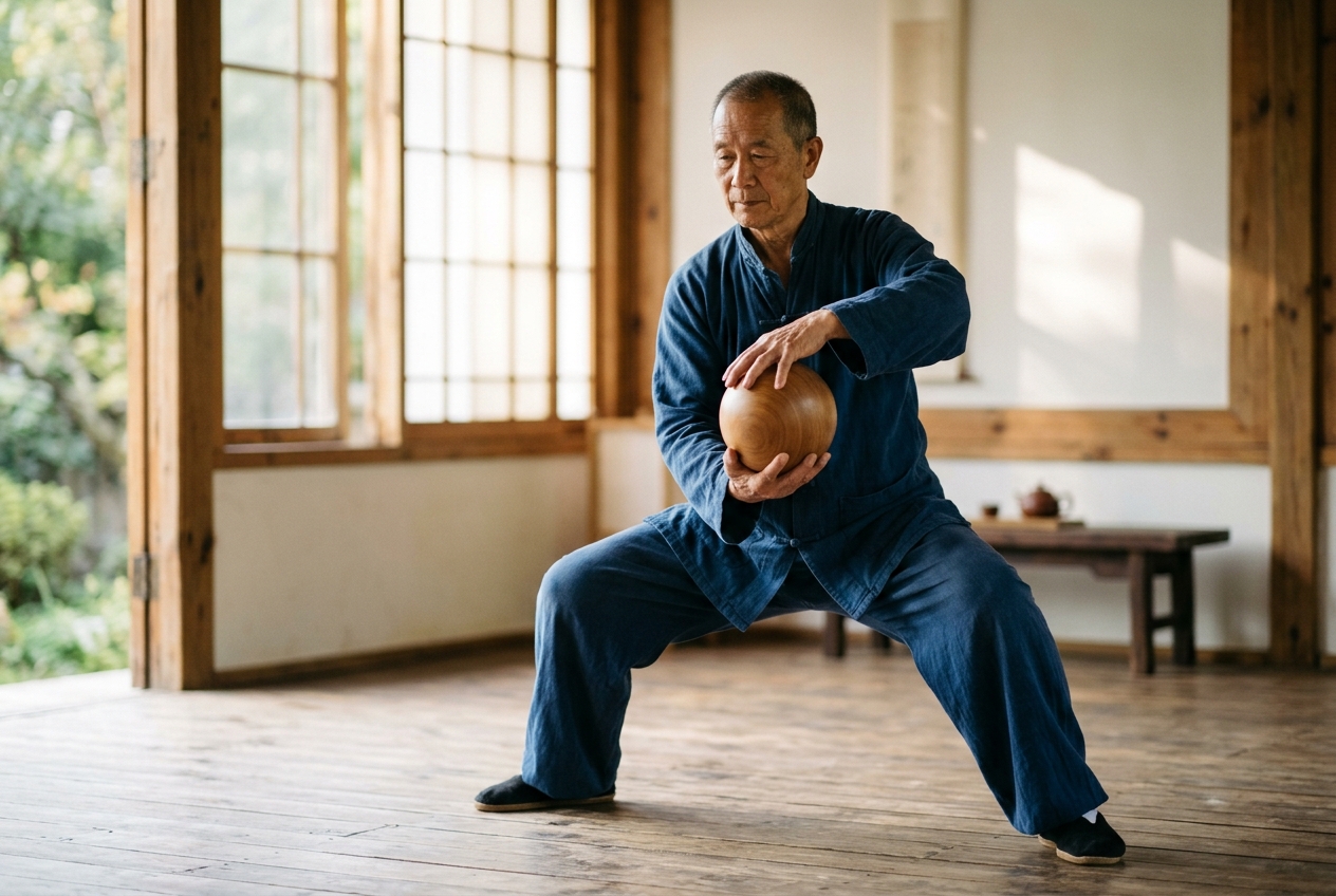 Taiji Ball Qigong: Rotational Inertia, Multi-Planar Fascial Spherical Tensegrity, and Toroidal Dantian Dynamics in Classical Daoyin