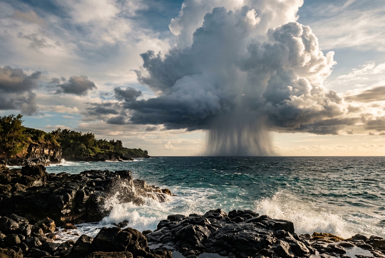 Collision-Coalescence Process & Warm-Cloud Microphysics: How Droplet Size Spectra and Hydrodynamic Collection Unleash Maritime Downpours