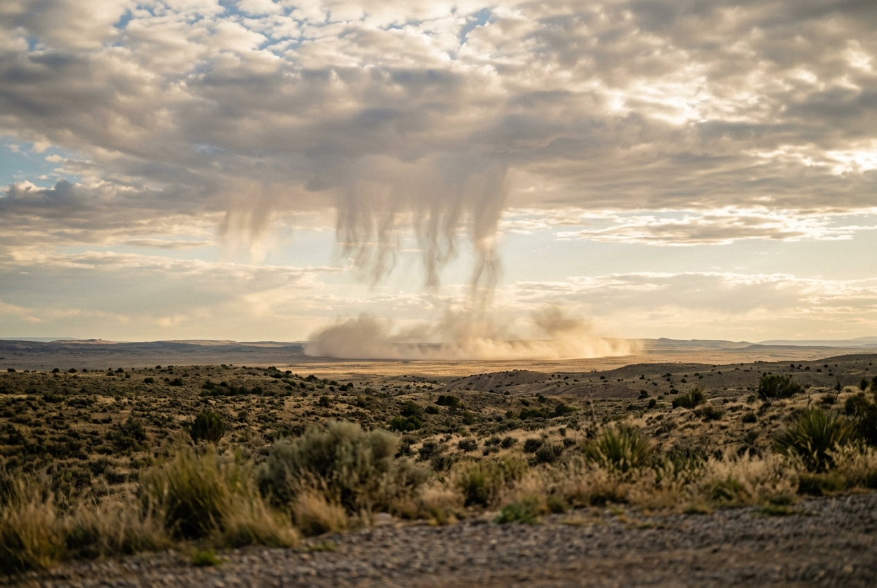 Virga Dynamics & Sub-Cloud Evaporative Cooling: How Suspended Rain Shafts and Inverted-V Profiles Unleash Severe Dry Microbursts
