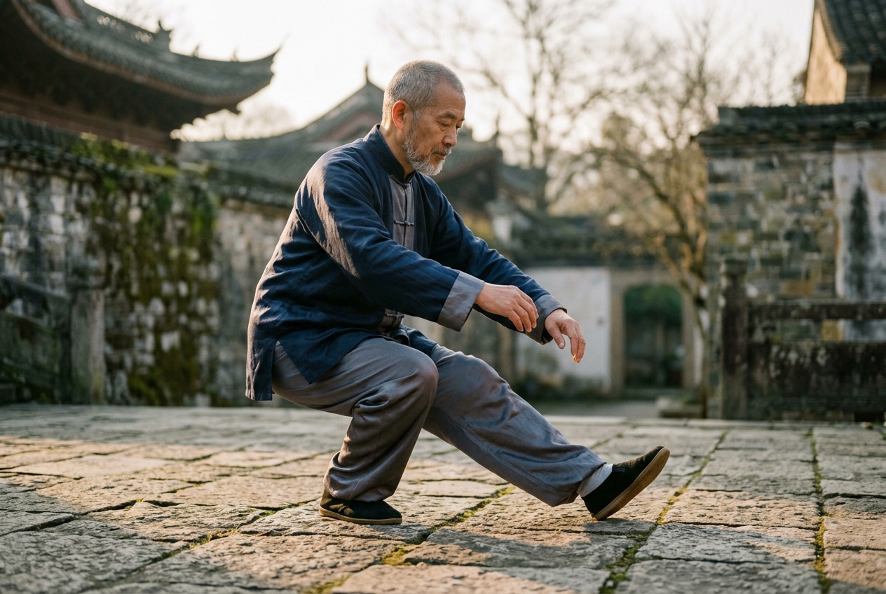 Mao Bu Cat Step Qigong: Eccentric Quadriceps Deceleration, Plantar Proprioceptive Rooting, and Pelvic Tensegrity in Classical Daoyin
