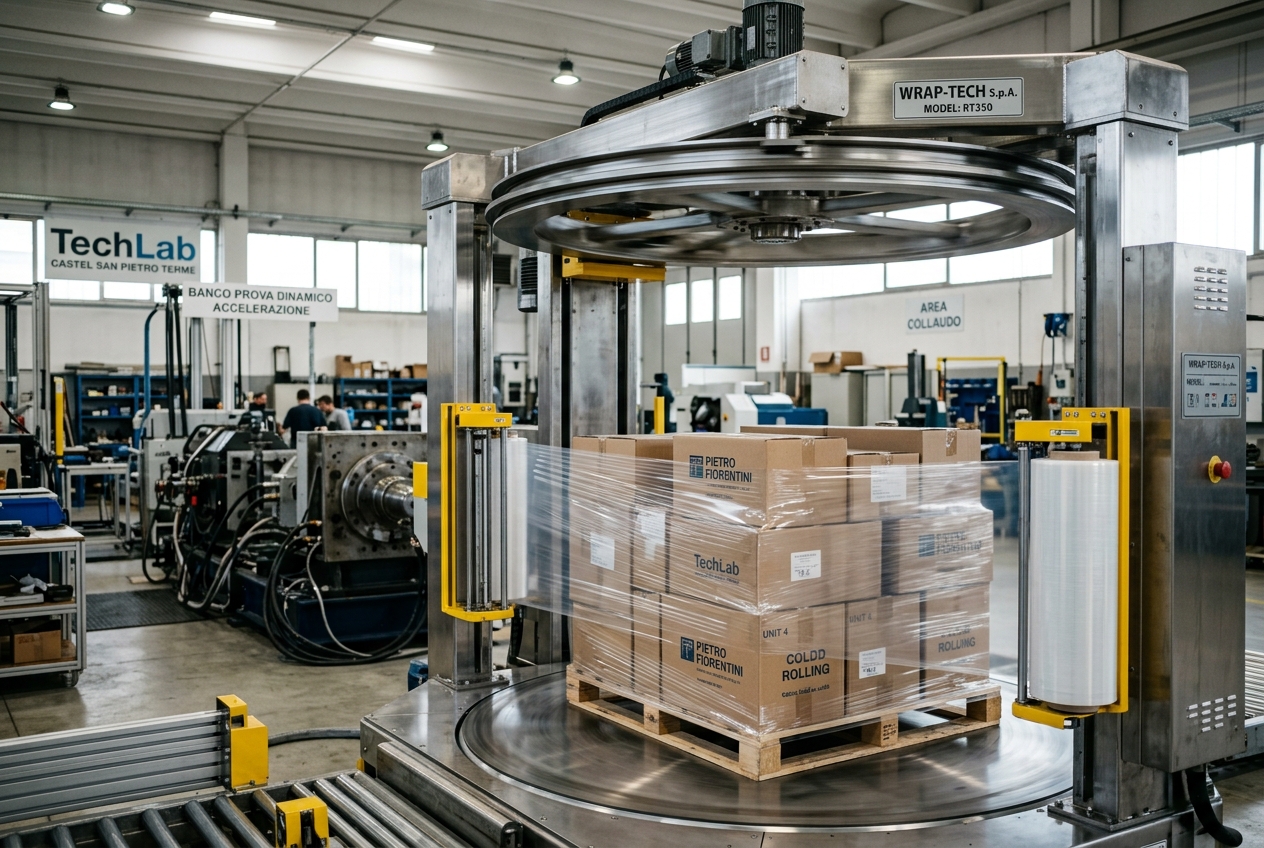 Stabilimento Robopac Di Castel San Pietro Terme: L'Ingegneria Del Fine Linea Tra Sistemi Di Avvolgimento a Film Estensibile, Pre-Stiro Elettronico Ad Alta Efficienza E Validazione Dinamica EUMOS Dei Pallet