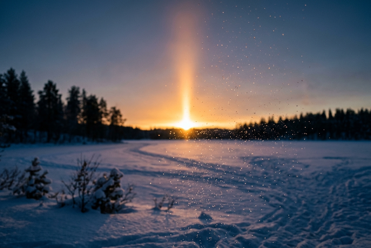 Sun Pillars & Light Pillar Optics: How Flat Ice Crystal Aerodynamics and Specular Reflection Forge Towering Twilight Beams