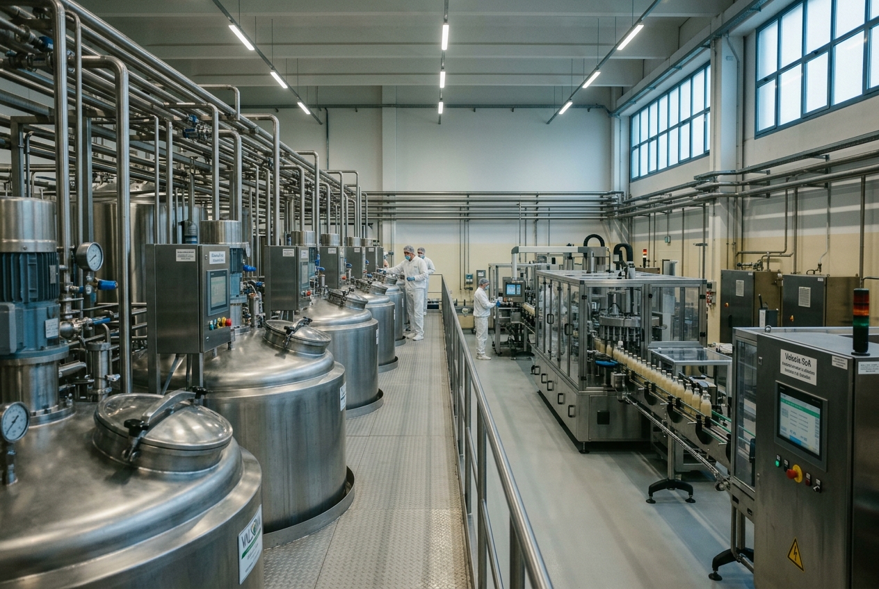 Stabilimento Valsoia Di Bologna: L'Ingegneria Delle Proteine Vegetali Tra Estrazione Enzimatica Delle Matrici, Omogeneizzazione Ad Altissima Pressione E Confezionamento Asettico UHT