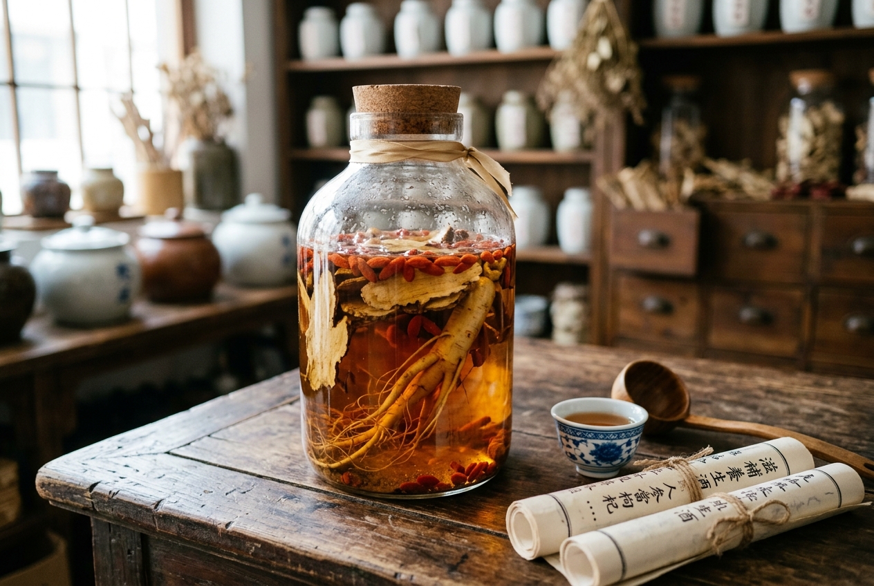 Medicinal Wine Therapy (Yao Jiu Fa) Dietary Dynamics: Governing Ethanolic Solvent Extraction, Channel-Unblocking Vasodilation, Wind-Damp Bi Syndrome Dispersion, and Yang-Blood Invigoration in Traditional Chinese Medicine