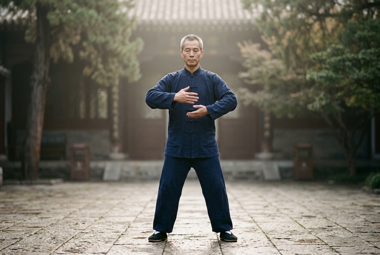 Zhan Zhuang Qigong (Zhan Zhuang Fa) Meridian Dynamics: Governing Static Postural Alignment, Plantar Rooting Ground Forces, Dantian Qi Consolidation, and Myofascial Tonic Flow in Traditional Chinese Medicine